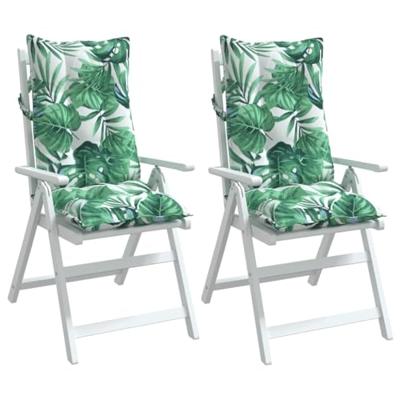 VidaXL Stoelkussens 2 st hoge rug bladpatroon oxford stof