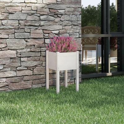 VidaXL Plantenbak 40x40x70 cm massief grenenhout wit