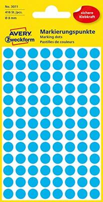 Avery-Zweckform 3011 Etiketten Ø 8 mm Papier Blauw 416 stuk(s) Permanent hechtend Etiketten voor markeringspunten Avery-Zweckform 3011 Etiketten Ø 8 mm Papier Blauw 416 stuk(s) Permanent hechtend Etiketten voor markeringspunten