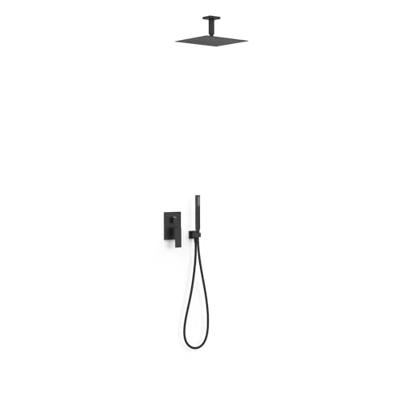 Regendoucheset Inbouw Tres Cuadro Exclusive Met Plafondarm en Handdoucheset met Staafhanddouche Mat Zwart Tres
