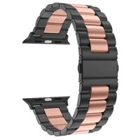 Stalen schakelband - Zwart met rosé goud - Geschikt voor Apple watch 44mm / 45mm / 46mm / 49mm - thumbnail