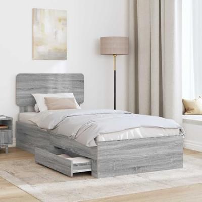 Bedframe met hoofdeinde Grijs Sonoma 90 x 190 cm Bewerkt hout