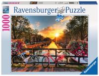 Ravensburger puzzel Fietsen in Amsterdam - 1000 stukjes - thumbnail
