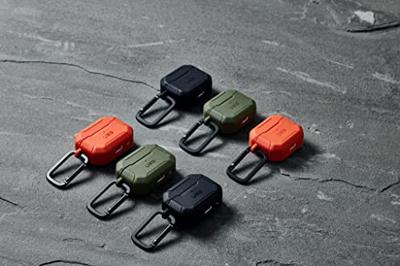 Urban Armor Gear Scout Case voor de Apple AirPods (3e generatie 2021) Case [Wireless Charging compatible/Status LED zichtbaar, gestructureerde TPU, afneembare karabijnhaak] zwart