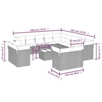 14-delige Loungeset met kussens poly rattan bruin - thumbnail