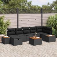 Tuinbankenset met kussen 8 pcs Zwart poly rattan - thumbnail
