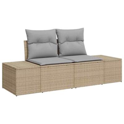 Tuinbankenset met kussen met opslag 8 pcs Beige poly rattan