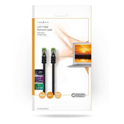 CAT7-Kabel | PiMF | RJ45 Male | RJ45 Male | 2.00 m | Rond | LSZH | Zwart | Polybag