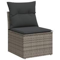9-delige Loungeset met kussens poly rattan grijs - thumbnail