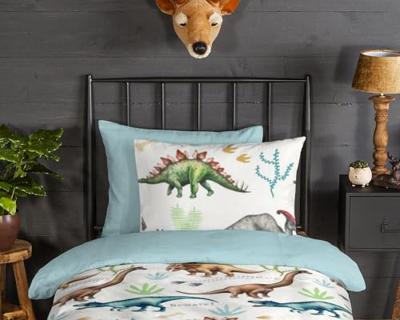 Good Morning Kinderdekbedovertrek "dino&apos;s" - Multi - (140x200/220 cm) - Katoen Flanel