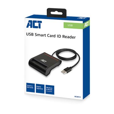 ACT externe usb 2.0 smartcard eid kaartlezer, zwart - thumbnail