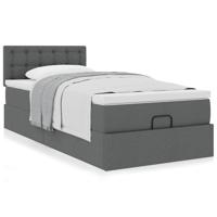 Ottoman bed met matras 90x190cm stof donkergrijs - thumbnail