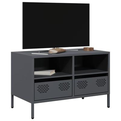 Tv-meubel 202x39x43,5 cm koudgewalst staal antracietkleurig