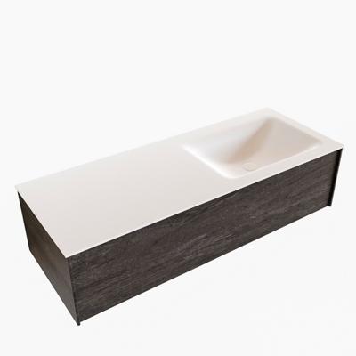 Badkamermeubel BWS Madrid Dark Brown 120x45x30 cm Mat Witte Solid Surface Wastafel Rechts (1 kraangat) Badkamermeubel BWS Madrid Dark Brown 120x45x30 cm Mat Witte Solid Surface Wastafel Rechts (1 kraangat)