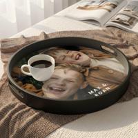 Rond dienblad bedrukken - Zwart - 40 cm - thumbnail