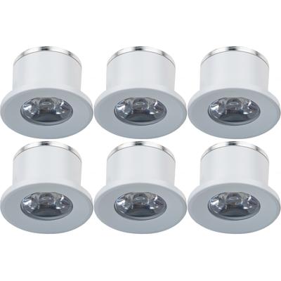 LED Veranda Spot Verlichting 6 Pack - Velvalux - 1W - Warm Wit 3000K - Inbouw - Rond - Mat Wit - Aluminium - Ø31mm