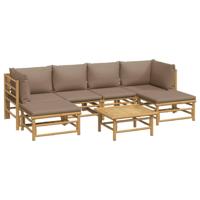 7-delige Loungeset met kussens bamboe taupe - thumbnail
