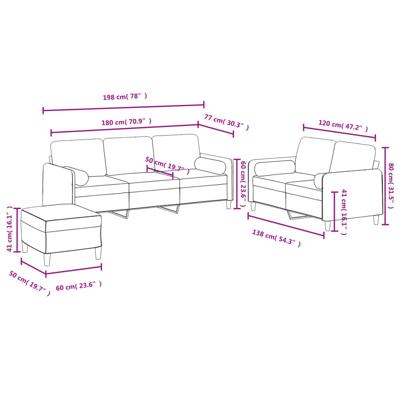 3-delige Loungeset met kussens fluweel geel