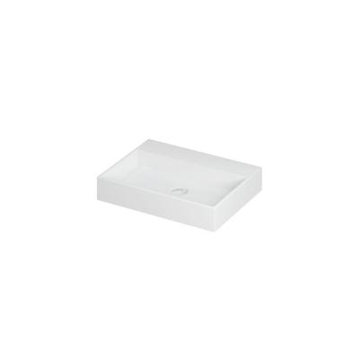INK United Wastafel Porselein Zonder Kraangat incl. Porseleinen Click Plug en Verborgen Overloop Systeem - 600x450x110 mm - Mat Wit
