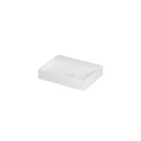 INK United Wastafel Porselein Zonder Kraangat incl. Porseleinen Click Plug en Verborgen Overloop Systeem - 600x450x110 mm - Mat Wit - thumbnail