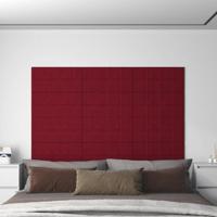 VidaXL Wandpanelen 12 st 2,16 m² 60x30 cm fluweel wijnrood - thumbnail