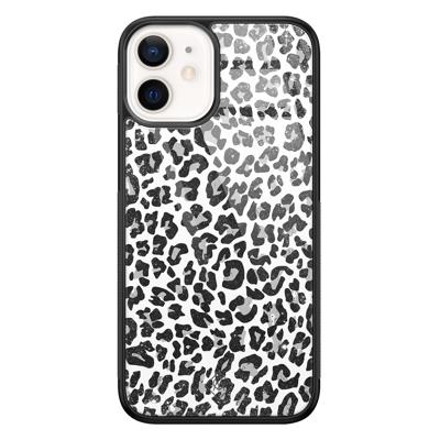 iPhone 12 mini glazen hardcase - Luipaard grijs iPhone 12 mini glazen hardcase - Luipaard grijs