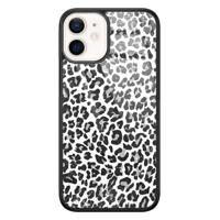 iPhone 12 mini glazen hardcase - Luipaard grijs - thumbnail