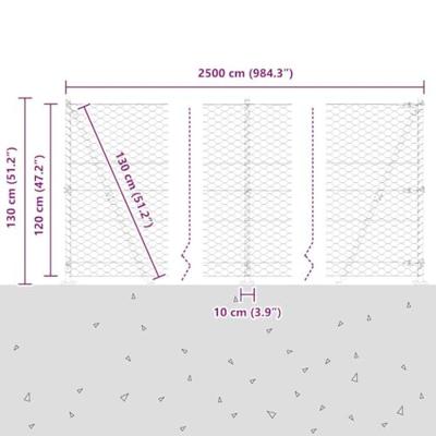 VidaXL Afrasteringspaal zilver 25 x 1,2 m (50 mm gaas) staal