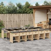 13-delige Tuinset met kussens poly rattan gemengd beige - thumbnail