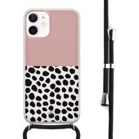 iPhone 12 mini hoesje met koord - Pink dots - thumbnail