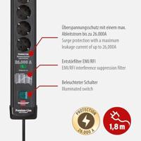 Brennenstuhl 1951160400 Overspanningsveilige stekkerdoos 6-voudig Zwart Randaarde stekker 1 stuk(s) - thumbnail