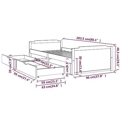 Bedframe met lades massief grenenhout 90x200 cm
