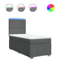 Boxspring met matras stof donkergrijs 80x200 cm - thumbnail
