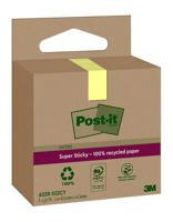 Post-it Super Sticky Notes Recycled, 70 vel, ft 47,6 x 47,6 mm, geel, pak van 3 blokken - thumbnail