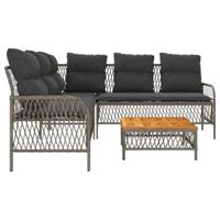 2-delige Loungeset met kussens poly rattan grijs - thumbnail