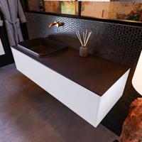 Badkamermeubelset Mondiaz Erin 120 cm met 1 Lade met RIDGE Wastafel Links Urban Zonder Kraangaten Greeploos Mat Cale - thumbnail