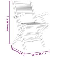 Tuinstoelen inklapbaar 6 st 55x62x90 cm massief teakhout - thumbnail