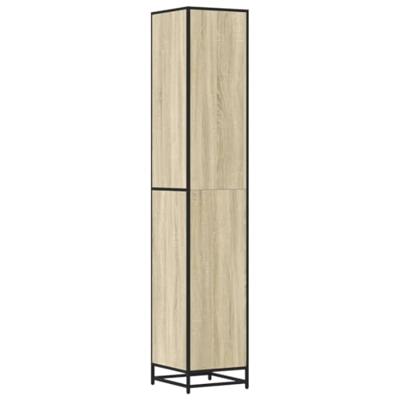 Badkamerkast 35x37,5x188,5 cm hout en metaal sonoma eikenkleur