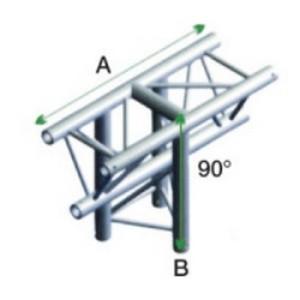 Showtec GT30 Driehoek truss 018 3-weg T-stuk 90g apex down