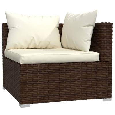 4-delige Loungeset met kussens poly rattan bruin - thumbnail