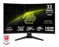 MSI MAG 325CQF 32 inch WQHD gebogen gaming-monitor - Rapid VA 1000R 2560 x 1440, 180 Hz / 0,5 ms (GtG, min.), Adaptive Sync - DP 1.4a, HDMI 2.0b CEC, USB Type-C (DP Alt. W/15W PD) - thumbnail