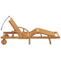 Ligstoel met kussen Taupe 200 x 67 x 84cm Massief acaciahout - thumbnail