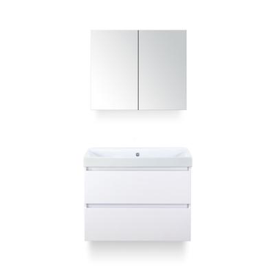 Maxx XL Badmeubelset 80 cm - Wit Hoogglans - Wastafel Just Zonder kraangat - met Spiegelkast