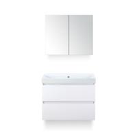 Maxx XL Badmeubelset 80 cm - Wit Hoogglans - Wastafel Just Zonder kraangat - met Spiegelkast - thumbnail