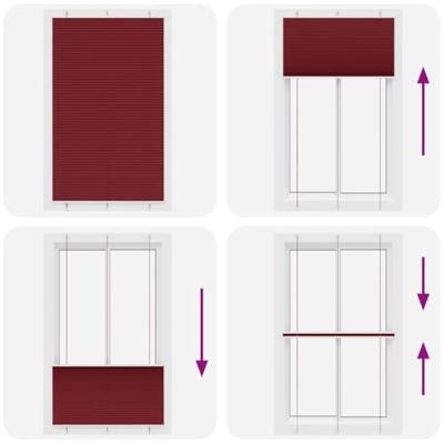 Pliss rolgordijn 115x200cm stofbreedte 114,4cm bordeauxrood