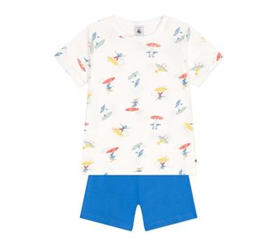 Korte pyjama met surfermotieven voor kinderen PETIT BATEAU wit Korte pyjama met surfermotieven voor kinderen PETIT BATEAU wit