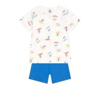 Korte pyjama met surfermotieven voor kinderen PETIT BATEAU wit - thumbnail