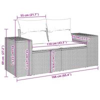 7-delige Loungeset met kussens poly rattan lichtgrijs - thumbnail