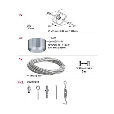 Paulmann MacII 94152 Kabelsysteem compleet GU5.3 70 W LED Chroom (mat) - thumbnail