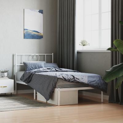 Bedframe met hoofdbord metaal wit 100x190 cm